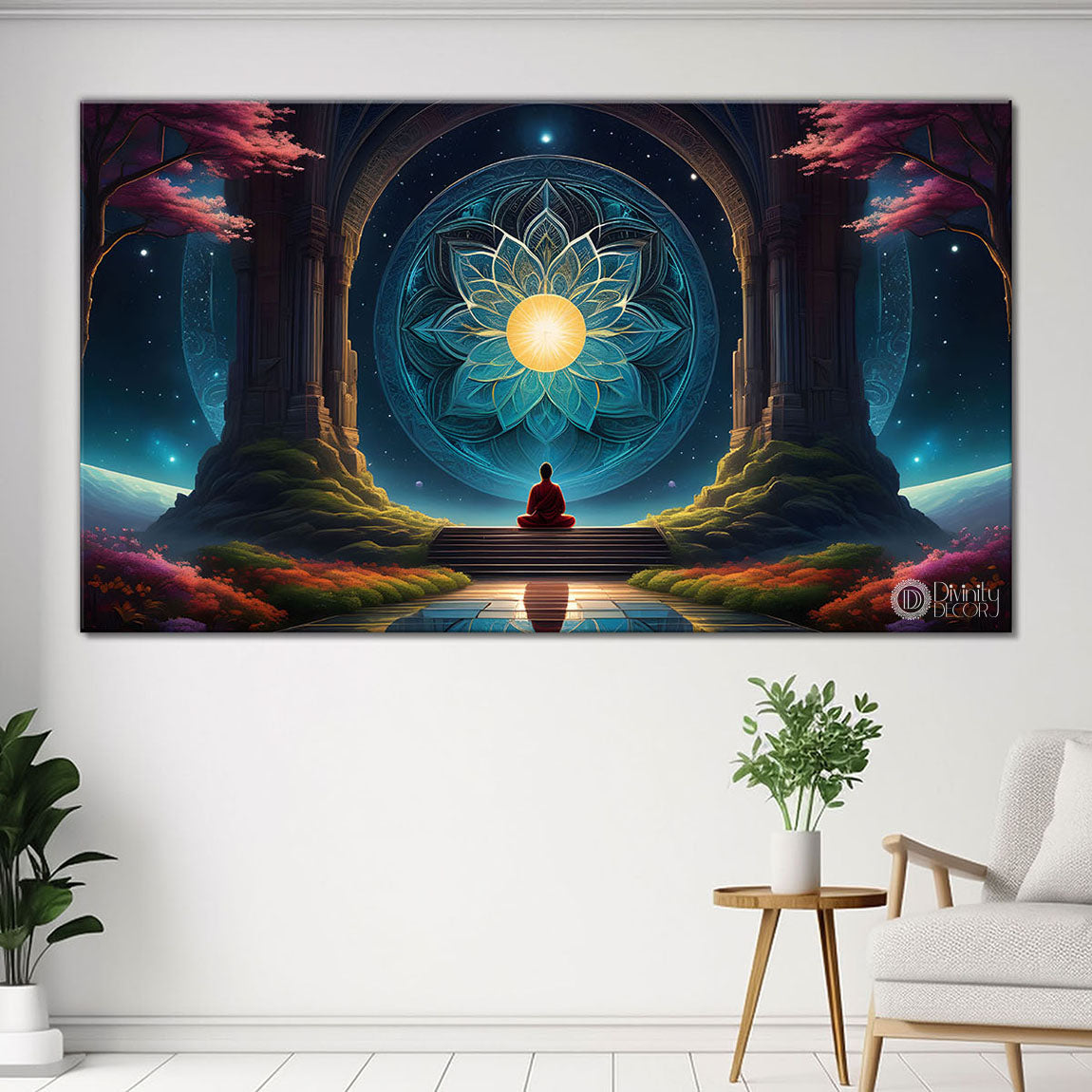 Monk meditation textured painting Canvas Painting - Nature Art -807