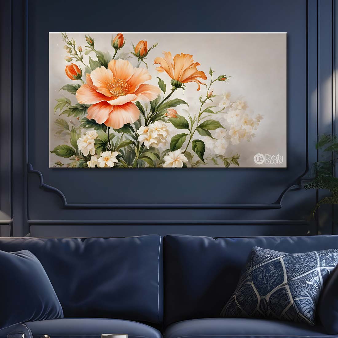 Yellow flowers in light background canvas painting- Flower-812