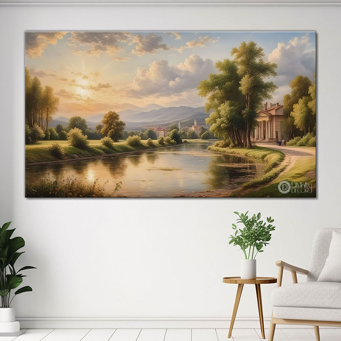 Village scenery textured painting Canvas Painting - Nature Art -819