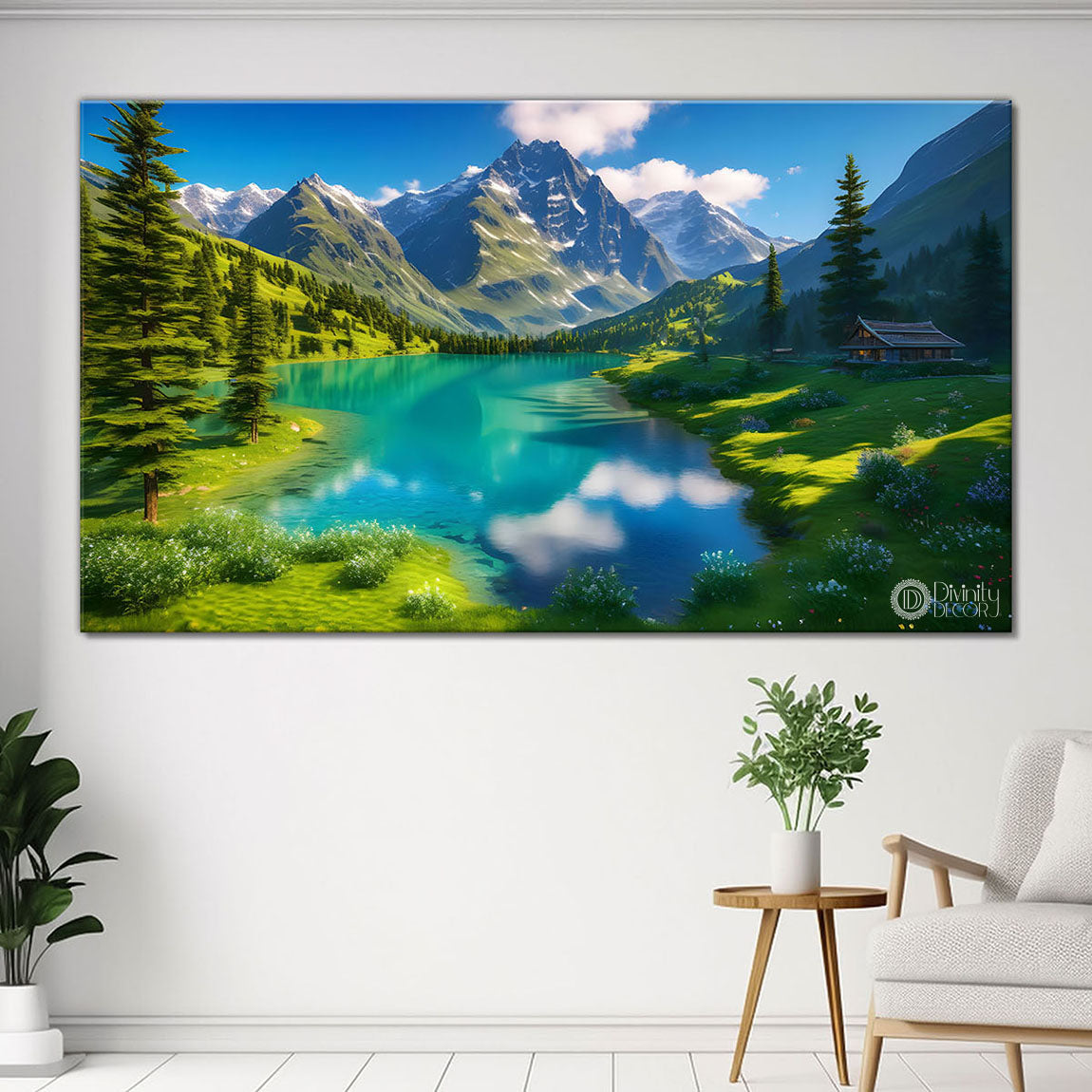 Mountains with the greenery  painting Canvas Painting - Nature Art -821