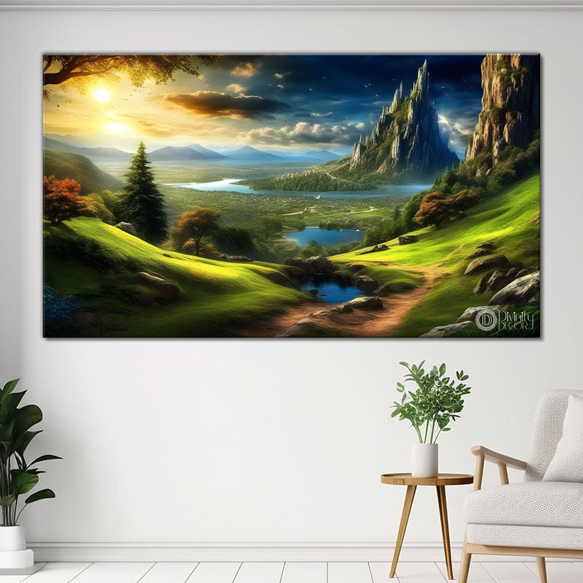 Mountains with the greenery painting Canvas Painting - Nature Art -832