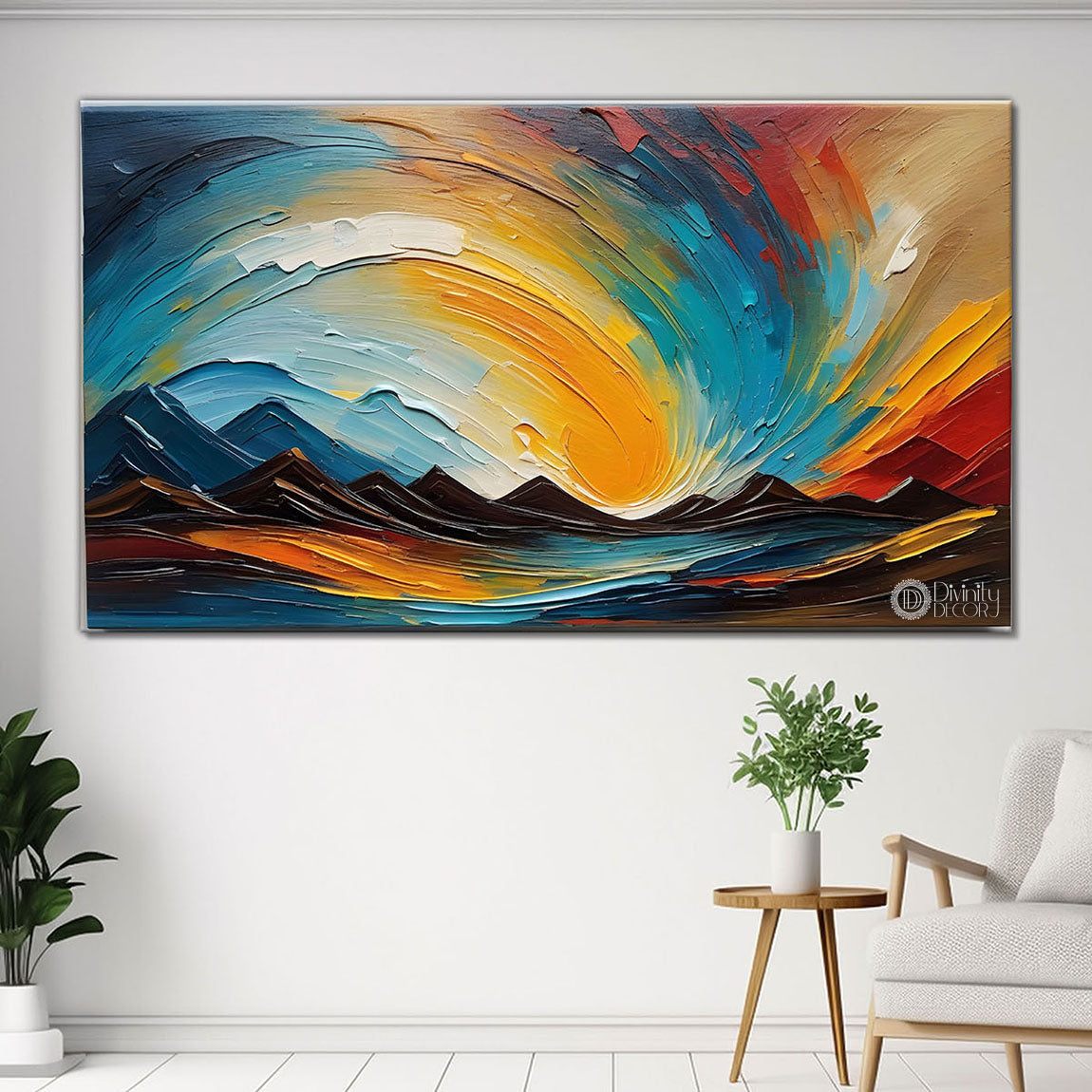 Mountains with the colorful sky painting Canvas Painting - Nature Art -835