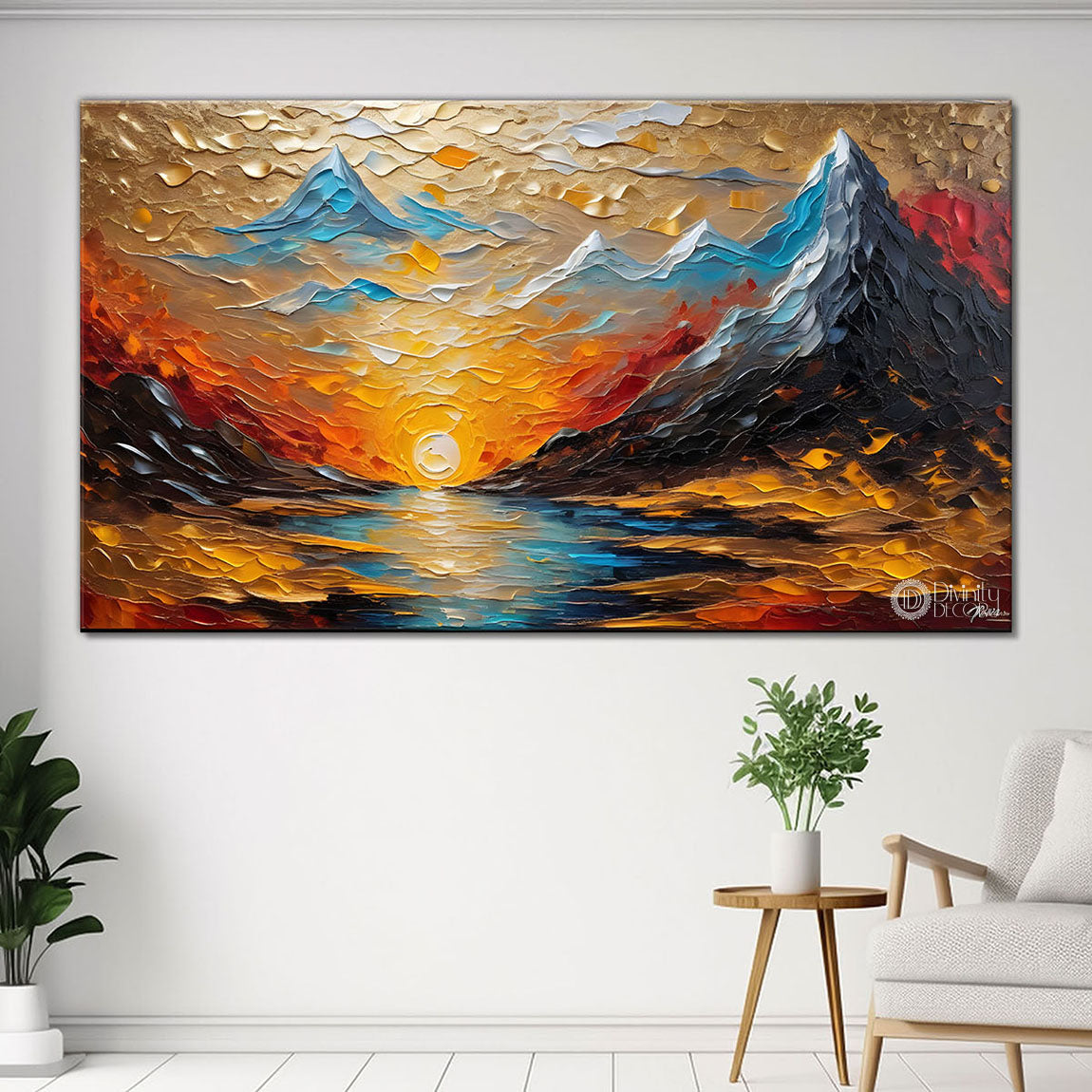 Mountains with the colorful sky painting Canvas Painting - Nature Art -836