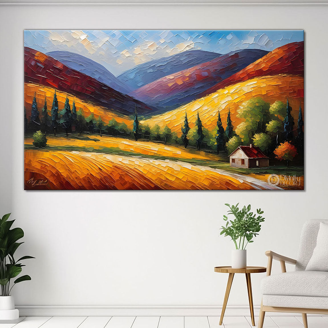 Mountains with the land painting Canvas Painting - Nature Art -837