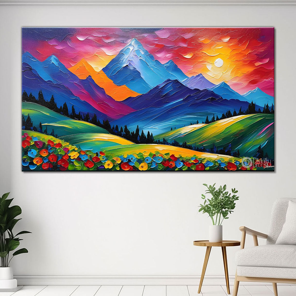 Mountains with the colorful sky painting Canvas Painting - Nature Art -838