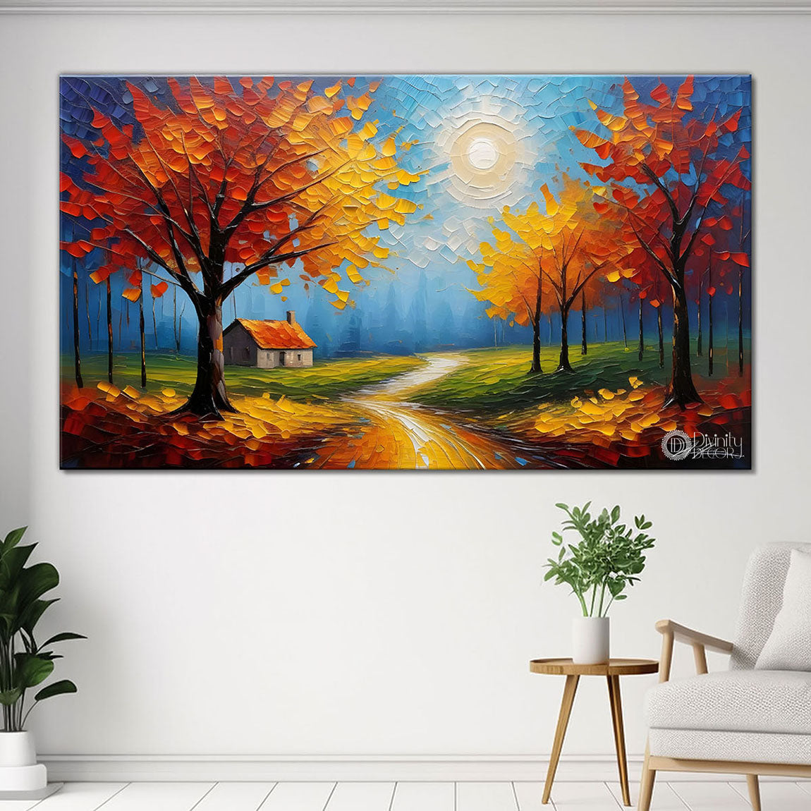 Orange trees textured painting Canvas Painting - Nature Art -841