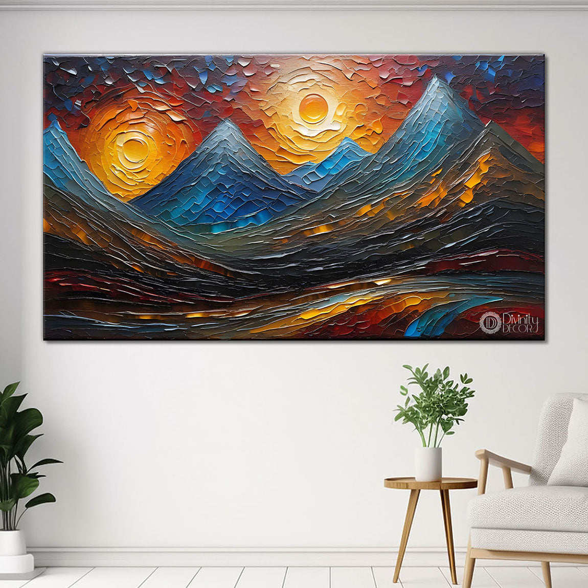 Mountains with the colorful sky painting Canvas Painting - Nature Art -843