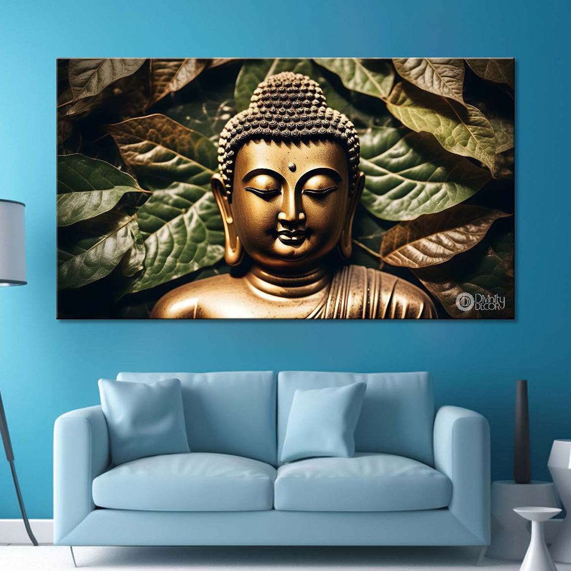 Buddha with dark stone textured painting Canvas Wall Painting - Buddha-2