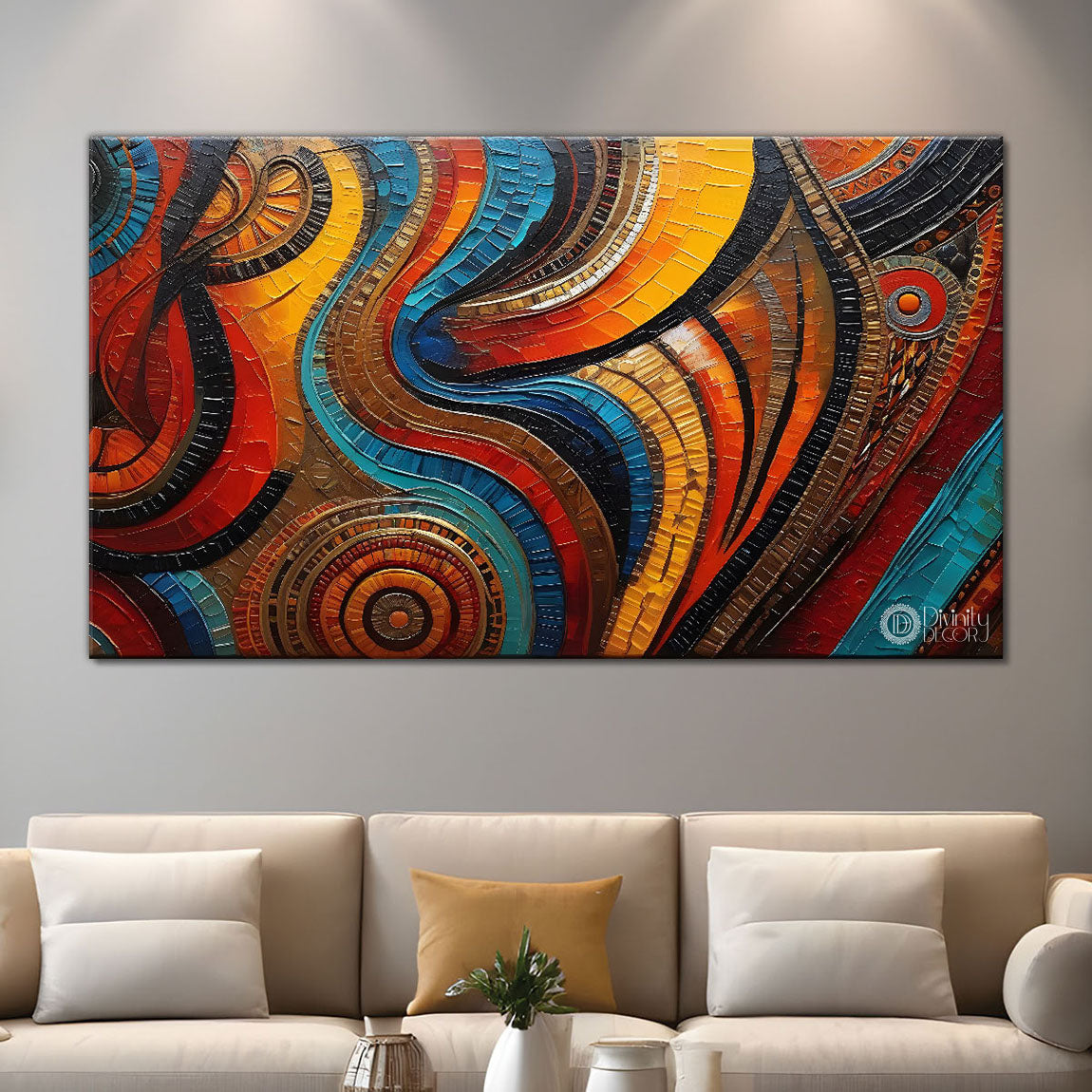 Colorful Textured Modern art Canvas Painting - Design - Modern-L-4