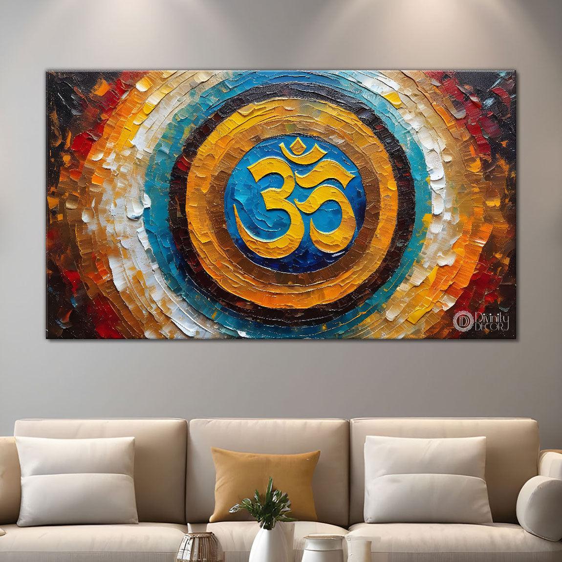 Colorful Textured om art Canvas Painting - Design - Modern-L-5