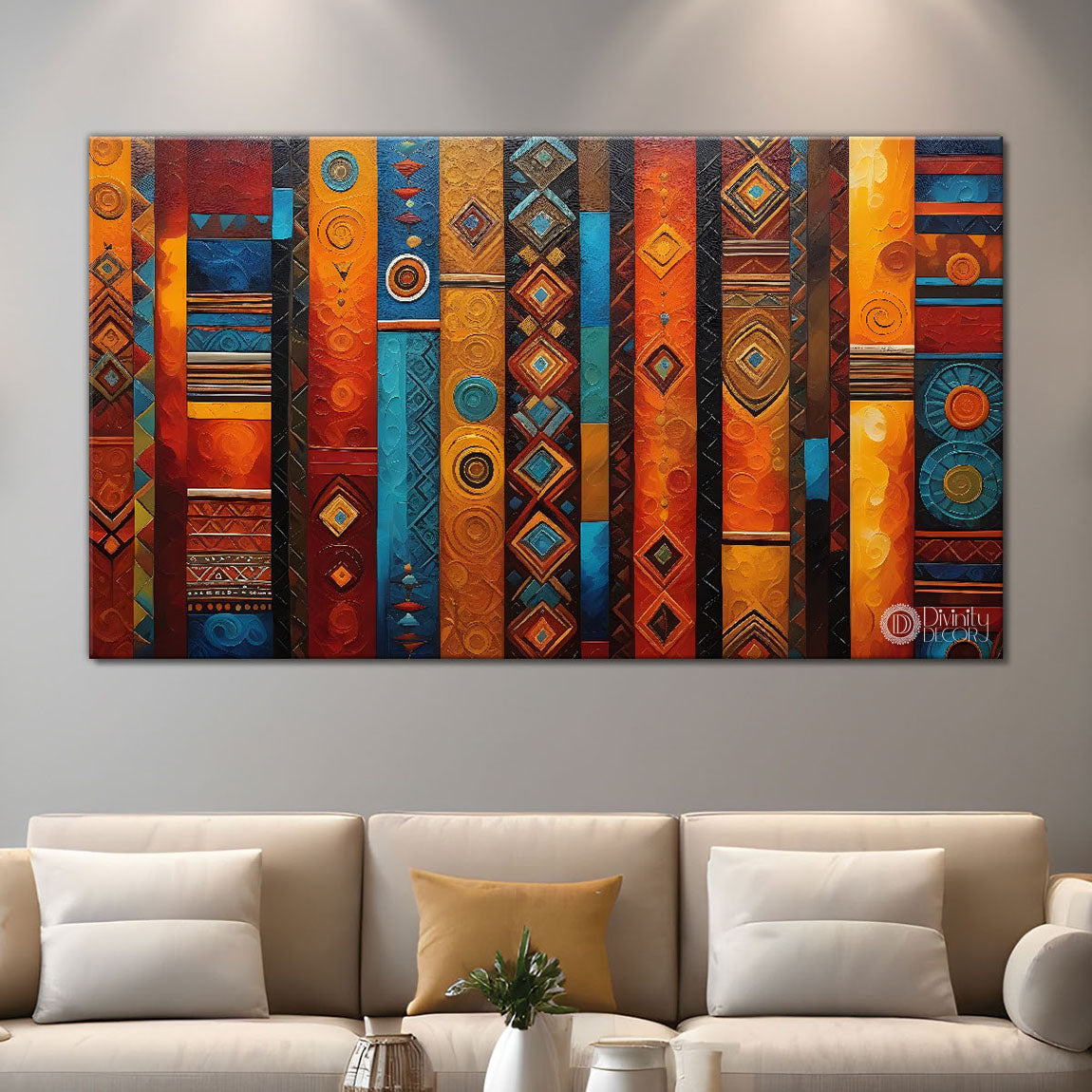 Colorful Lines Textured art Canvas Painting - Design - Modern-L-6