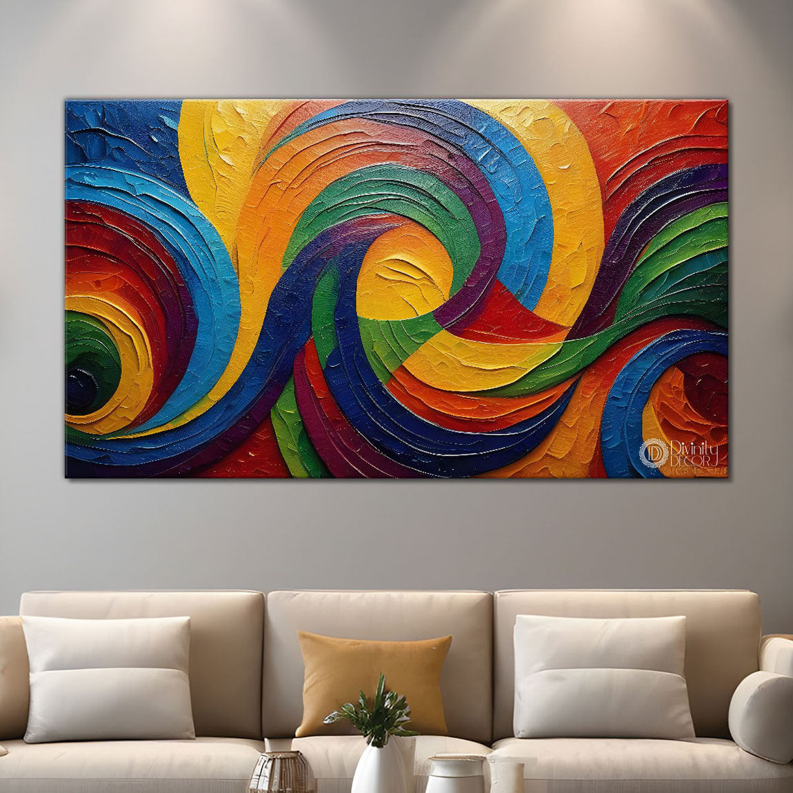Colorful spiral Textured art Canvas Painting - Design - Modern-L-7