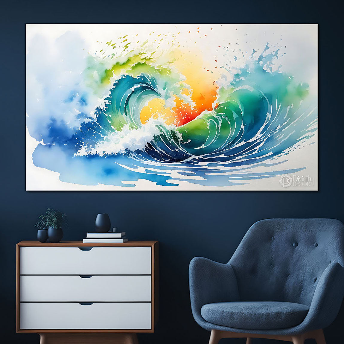 Colorful textured water color painting Canvas Painting - Nature Art -8