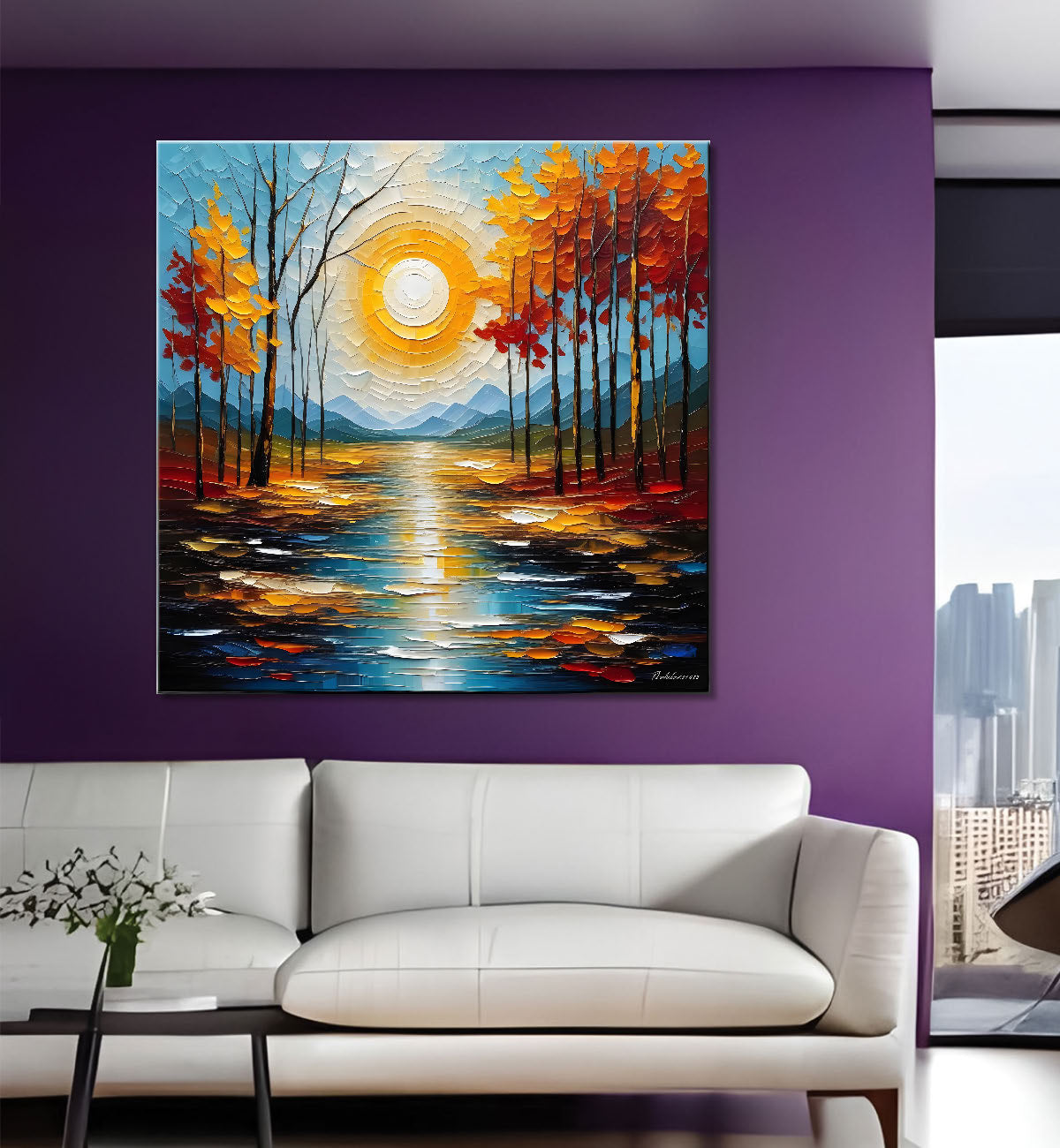 Colourful textured painting Canvas Painting 24X24 - Nature Art -S-8