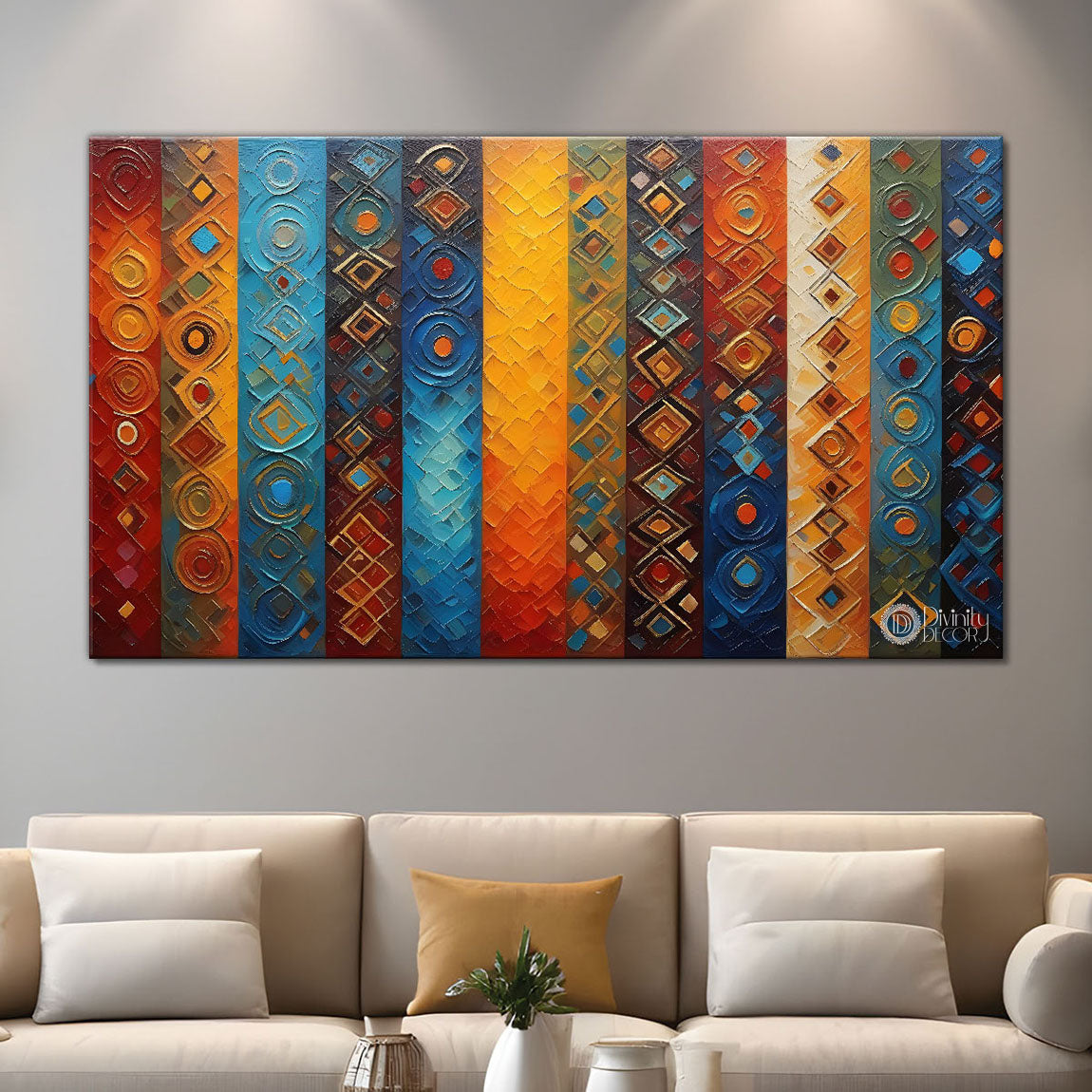 Colorful Lines Textured art Canvas Painting - Design - Modern-L-9