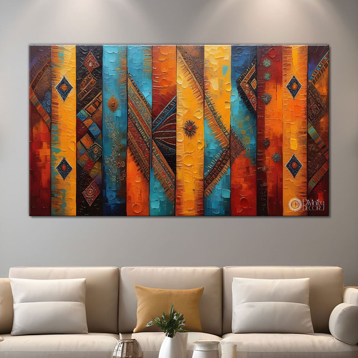 Colorful Lines pattern Texture art Canvas Painting - Design - Modern-L-10