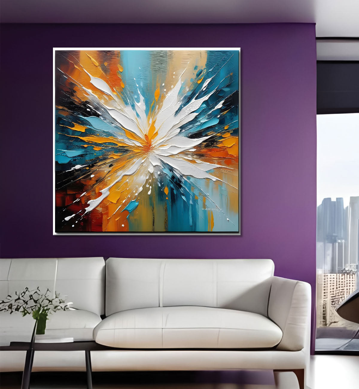 Colourful textured painting Canvas Painting 24X24- Nature Art -S-12