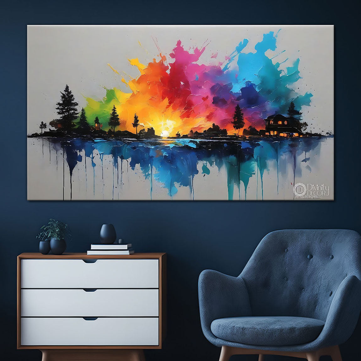 Colorful textured water color painting Canvas Painting - Nature Art -13