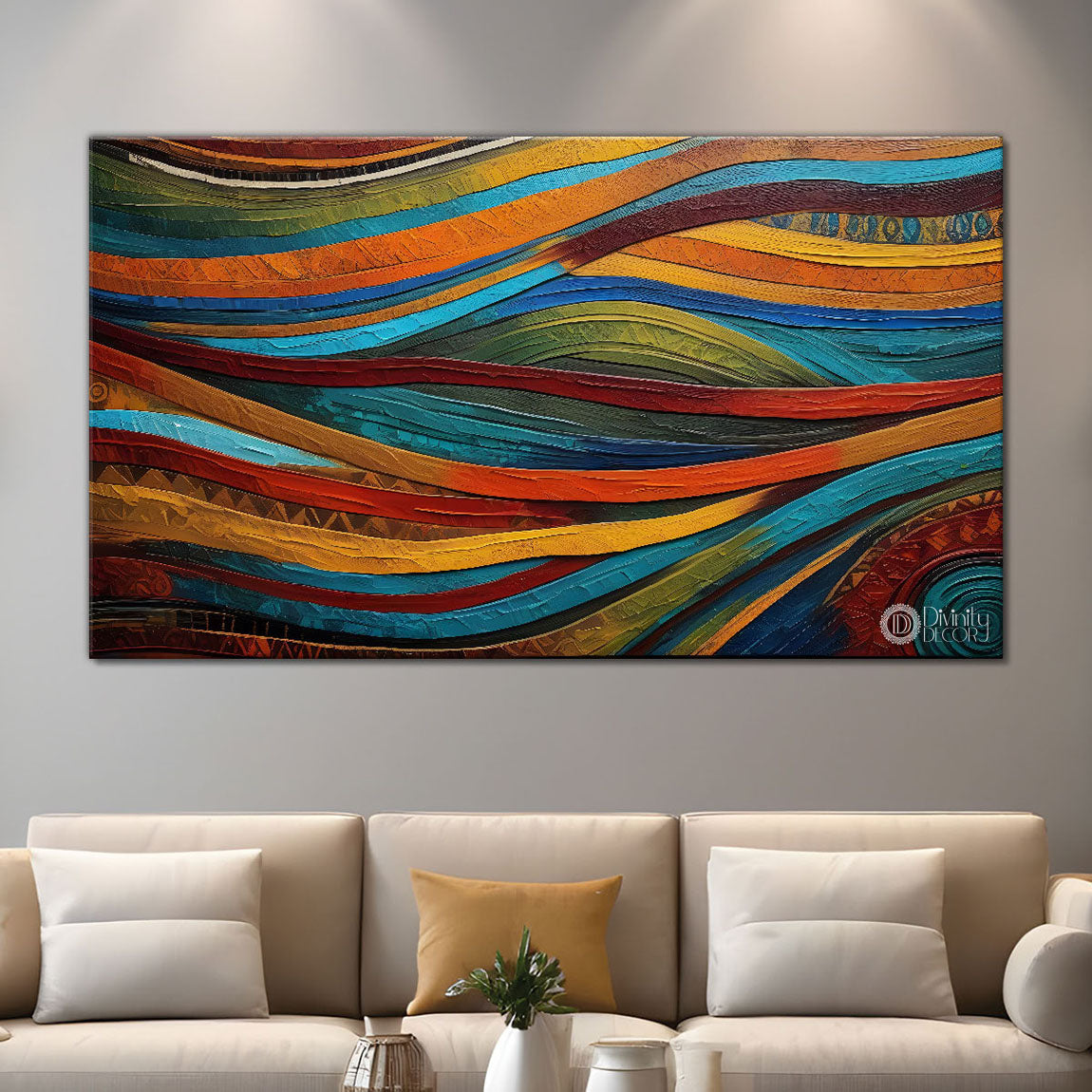 Landscape waves pattern art Canvas Painting - Design - Modern-L-15