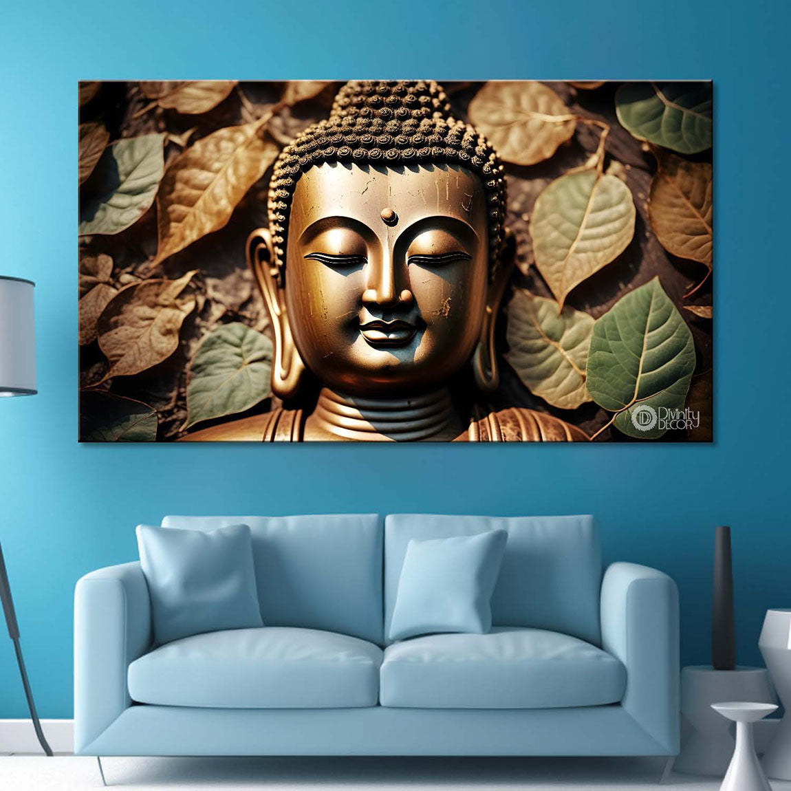 Buddha with stone textured painting Canvas Wall Painting - Buddha-16