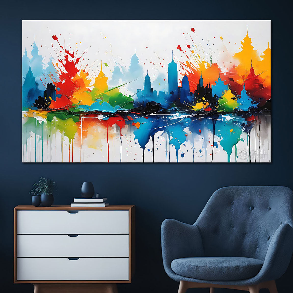 Colorful textured water color painting Canvas Painting - Nature Art -17