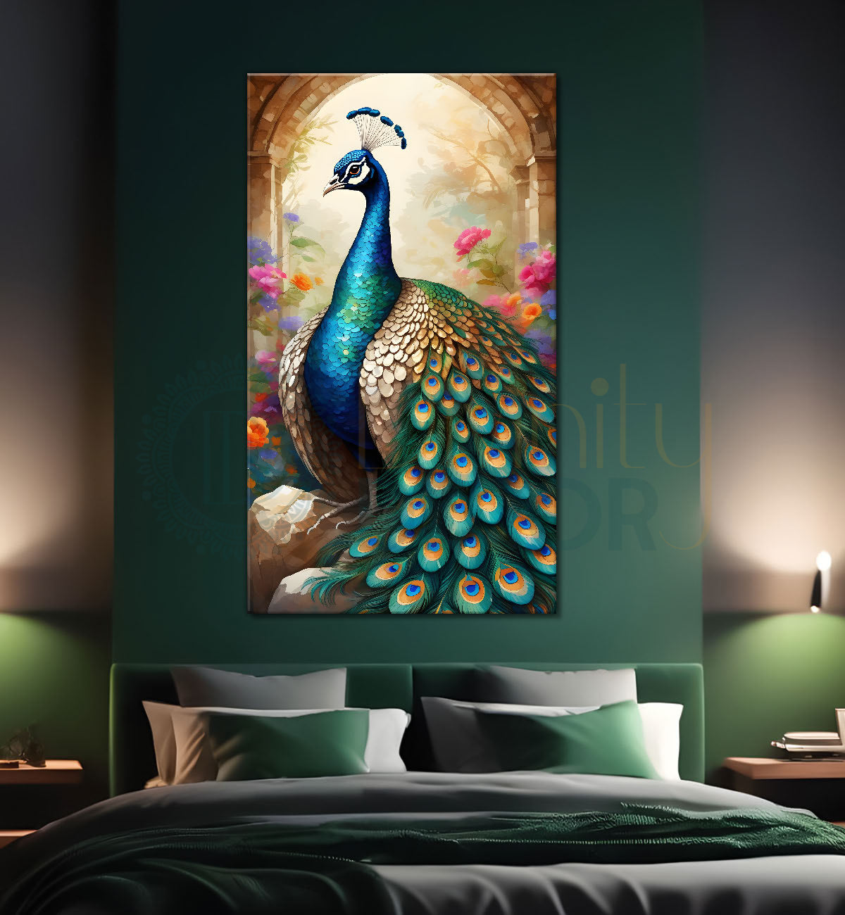 Peacock with bright texutred modern art Canvas Painting - Design - Peacock-V-1
