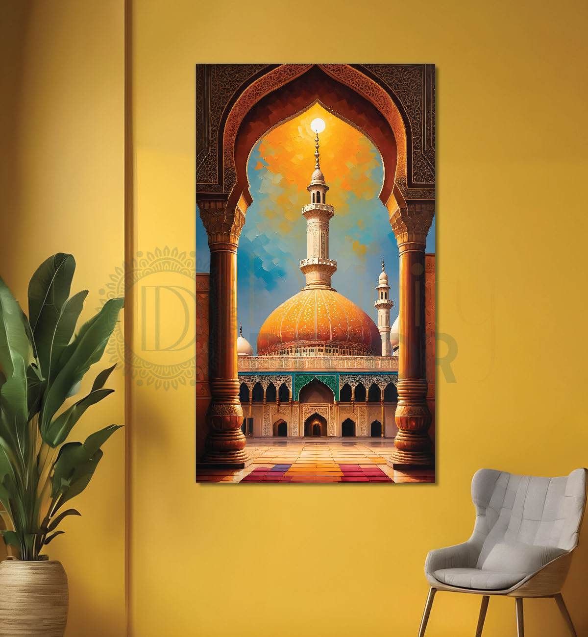 Islamic mosque with bright colours modern art Canvas Painting - Islamic paintings-V1