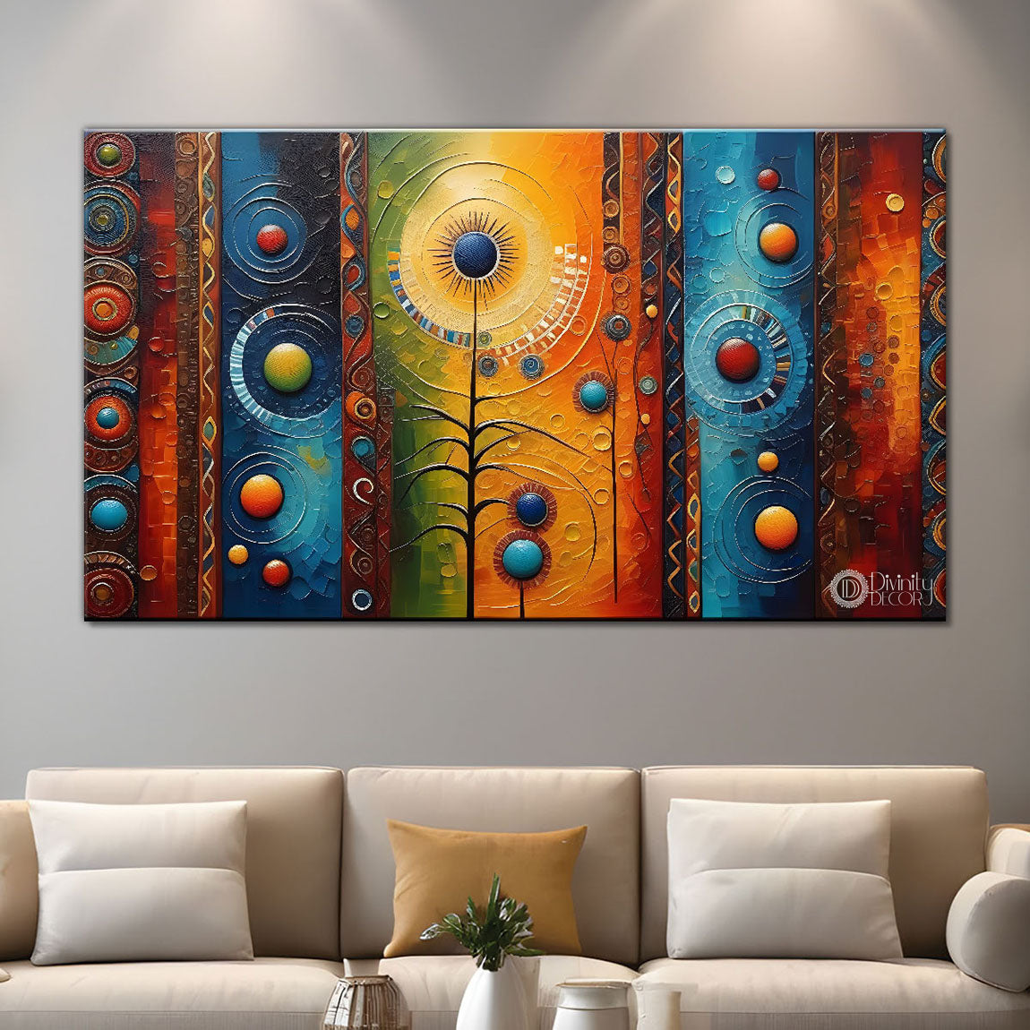 Straight lines colorful textured art Canvas Painting - Design - Modern-L-20
