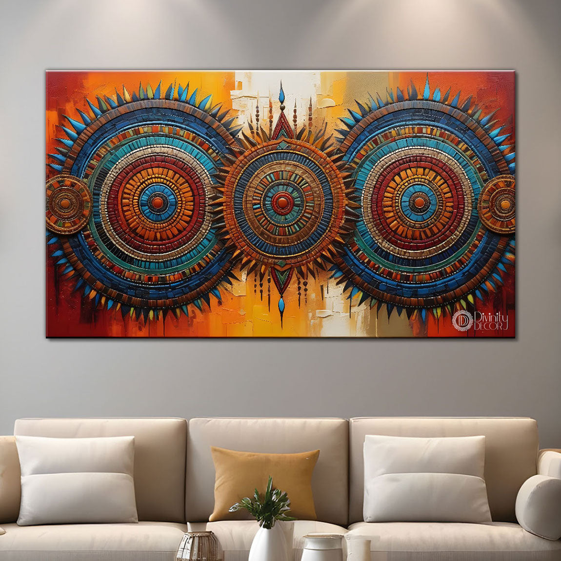 Colorful ring pattern modern art Canvas Painting - Design - Modern-L-23