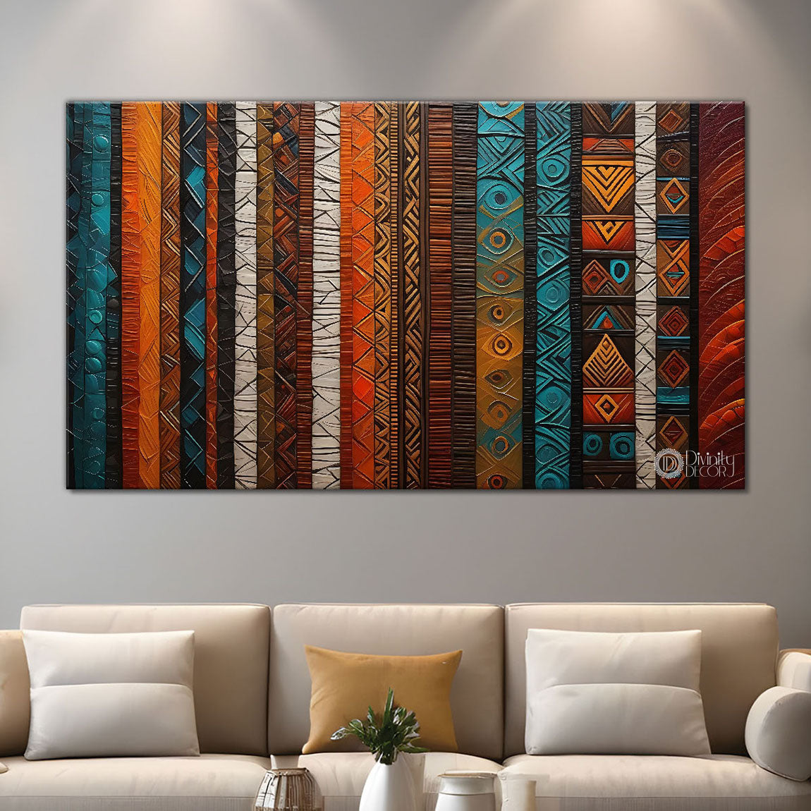 Straight lines pattern modern art Canvas Painting - Design - Modern-L-24