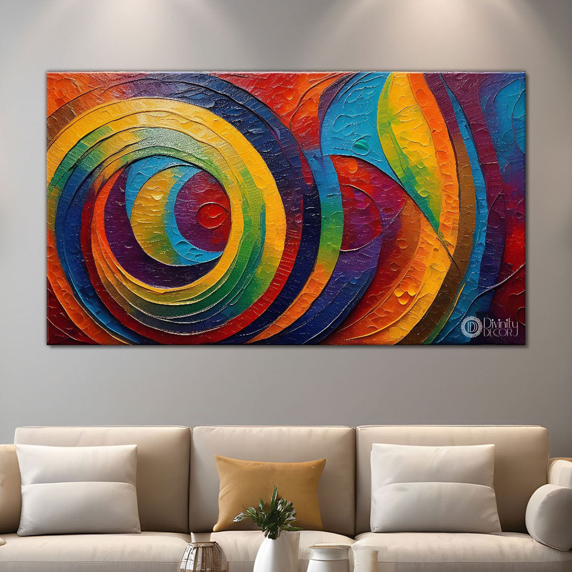 Colorful rings modern art Canvas Painting - Design - Modern-L-25