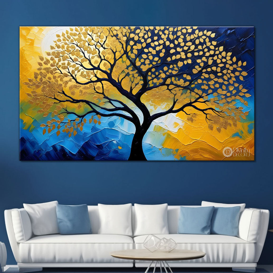 A tree in colors textured oil painting Canvas Painting - Design - Tree-27
