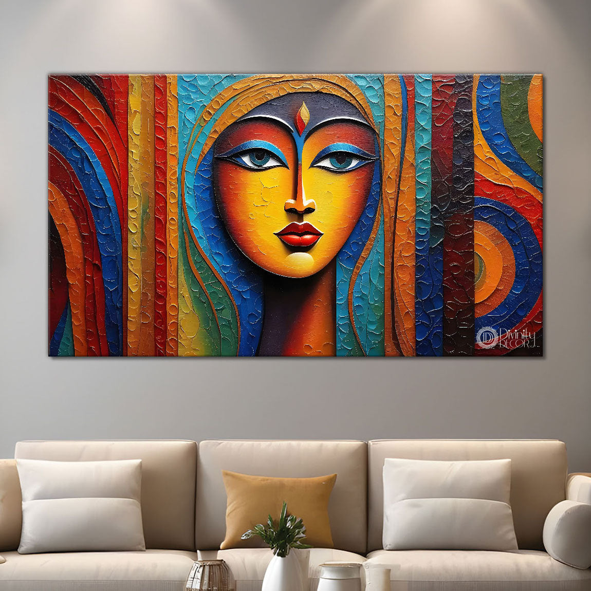 Lady face texture modern art Canvas Painting - Design - Modern-L-27