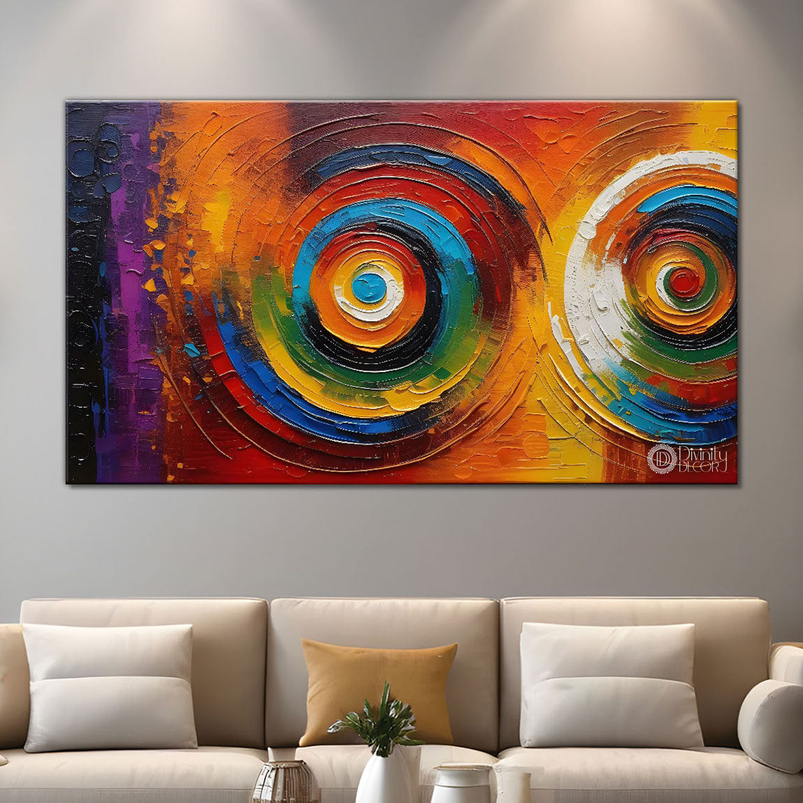 Modern colorful circular pattern art Canvas Painting - Design - Modern-L-29