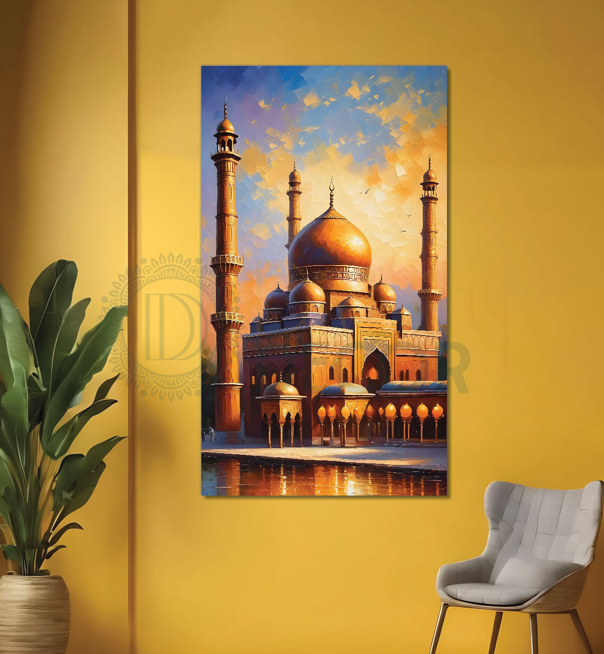 Islamic mosque with bright colours modern art  - Islamic paintings-V-2