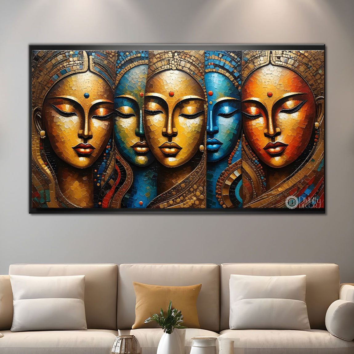 Multiple faces textured art Canvas Painting - Design - Modern-L-31