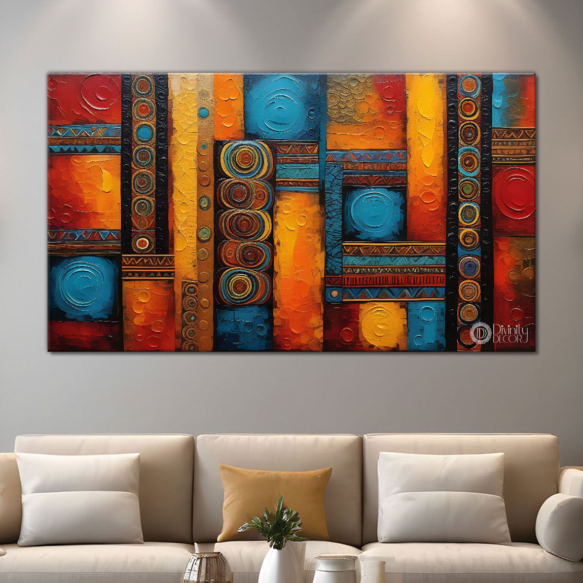 Colorful blocks textured art Canvas Painting - Design - Modern-L-34