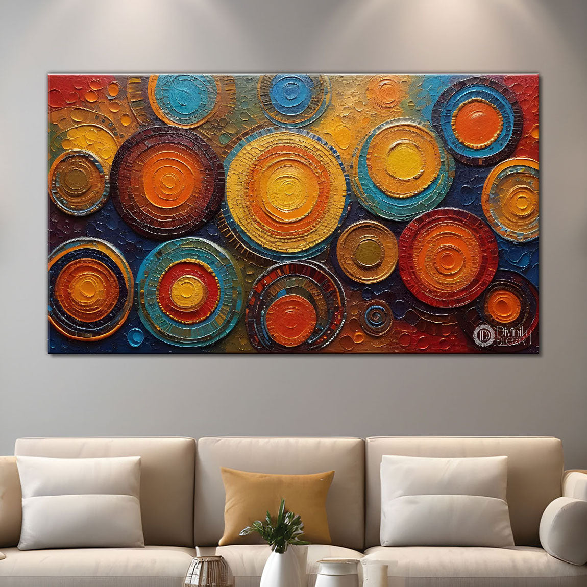 Colorful spiral Textured art Canvas Painting - Design - Modern-L-35