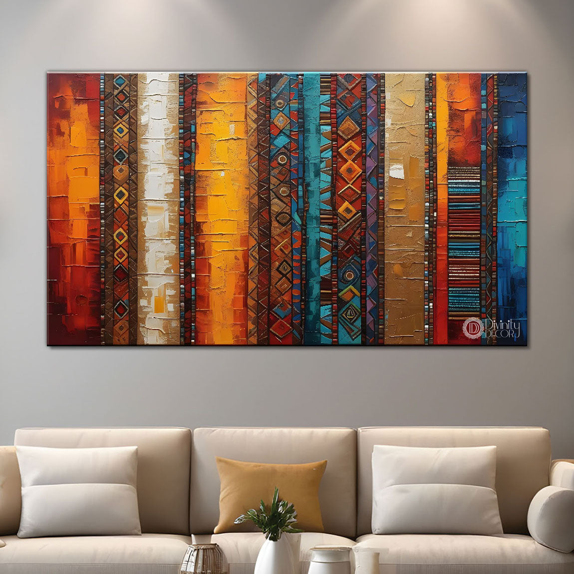 Vertical Lines textured art Canvas Painting - Design - Modern-L-37
