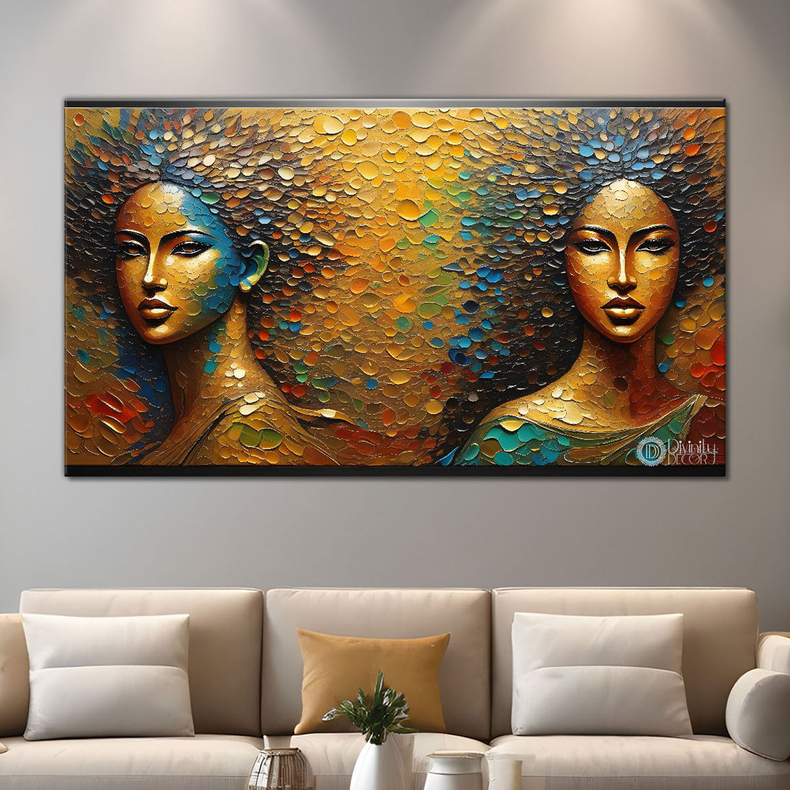 Two women Face painting Canvas Painting - Design - Modern-L-38