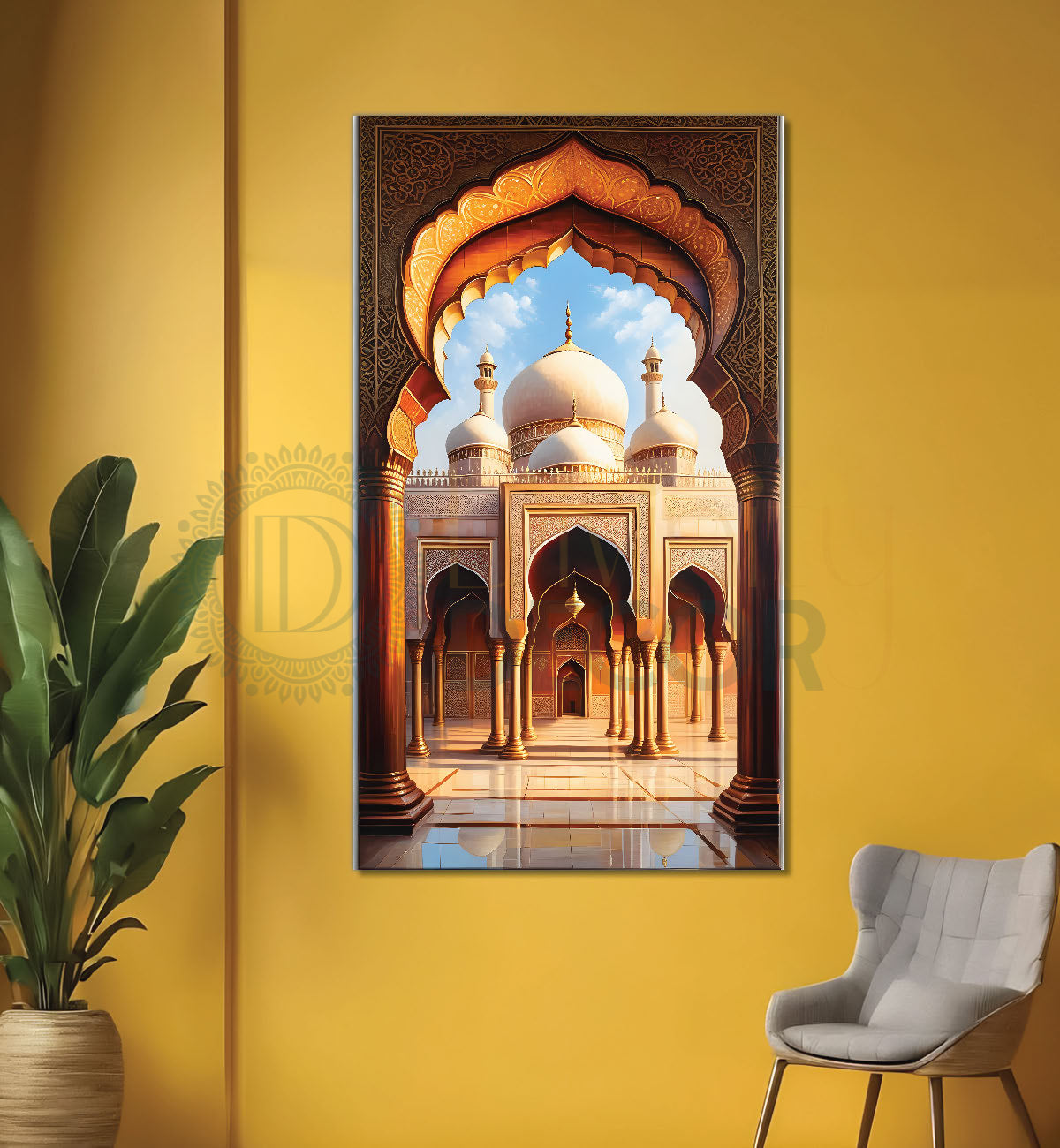 Islamic mosque with bright colours modern art - Islamic paintings-V-3