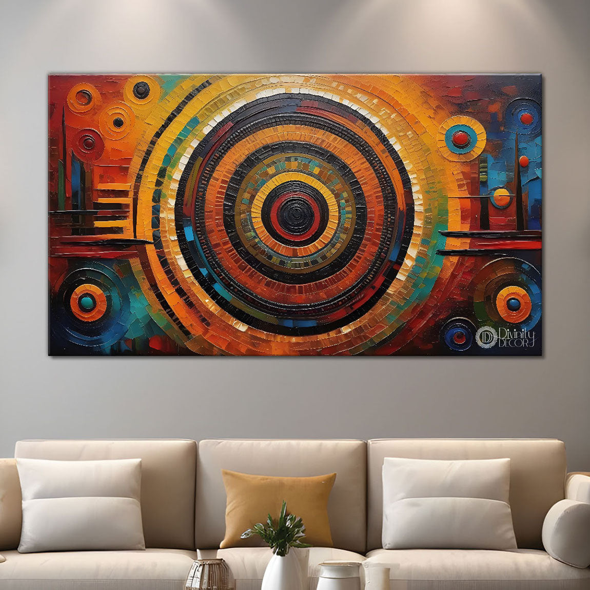 Colorful round textured art Canvas Painting - Design - Modern-L-40