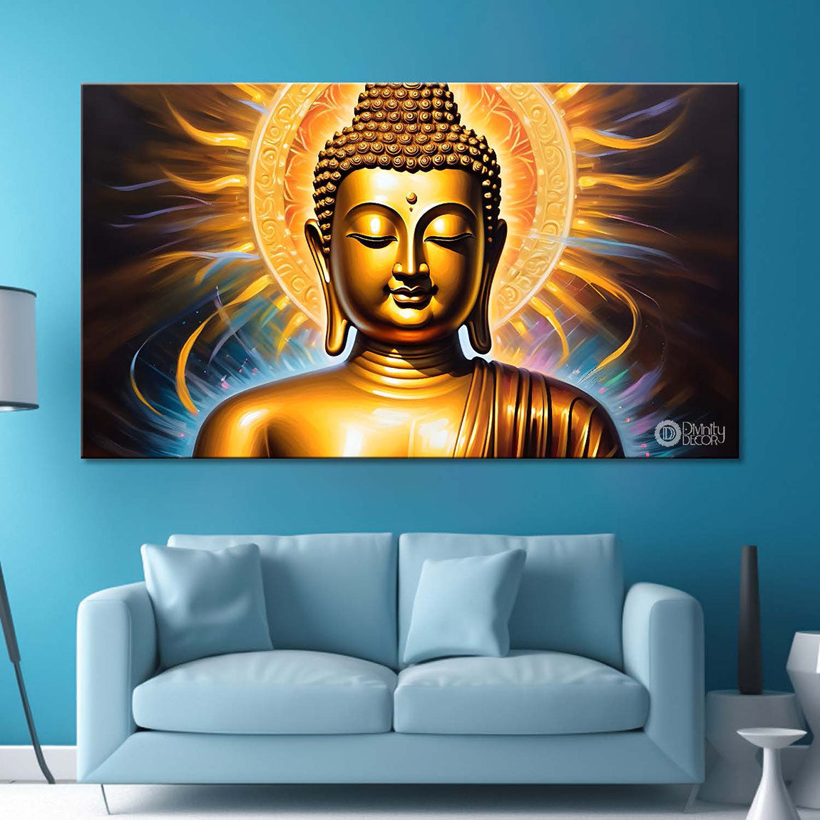 Golden buddha with yellow chakra painting Canvas Wall Painting - Buddha-40