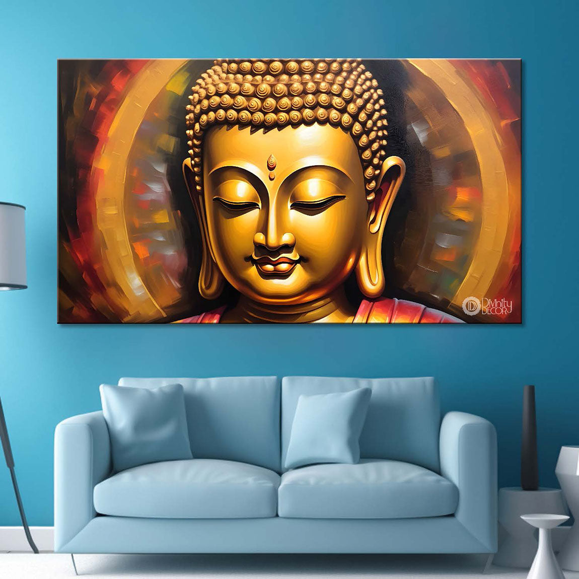 Golden buddha with yellow chakra painting Canvas Wall Painting - Buddha-41