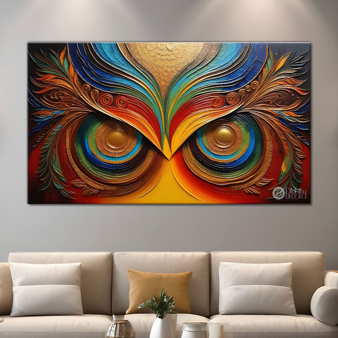 Owl eyes textured modern art Canvas Painting - Design - Modern-L-43
