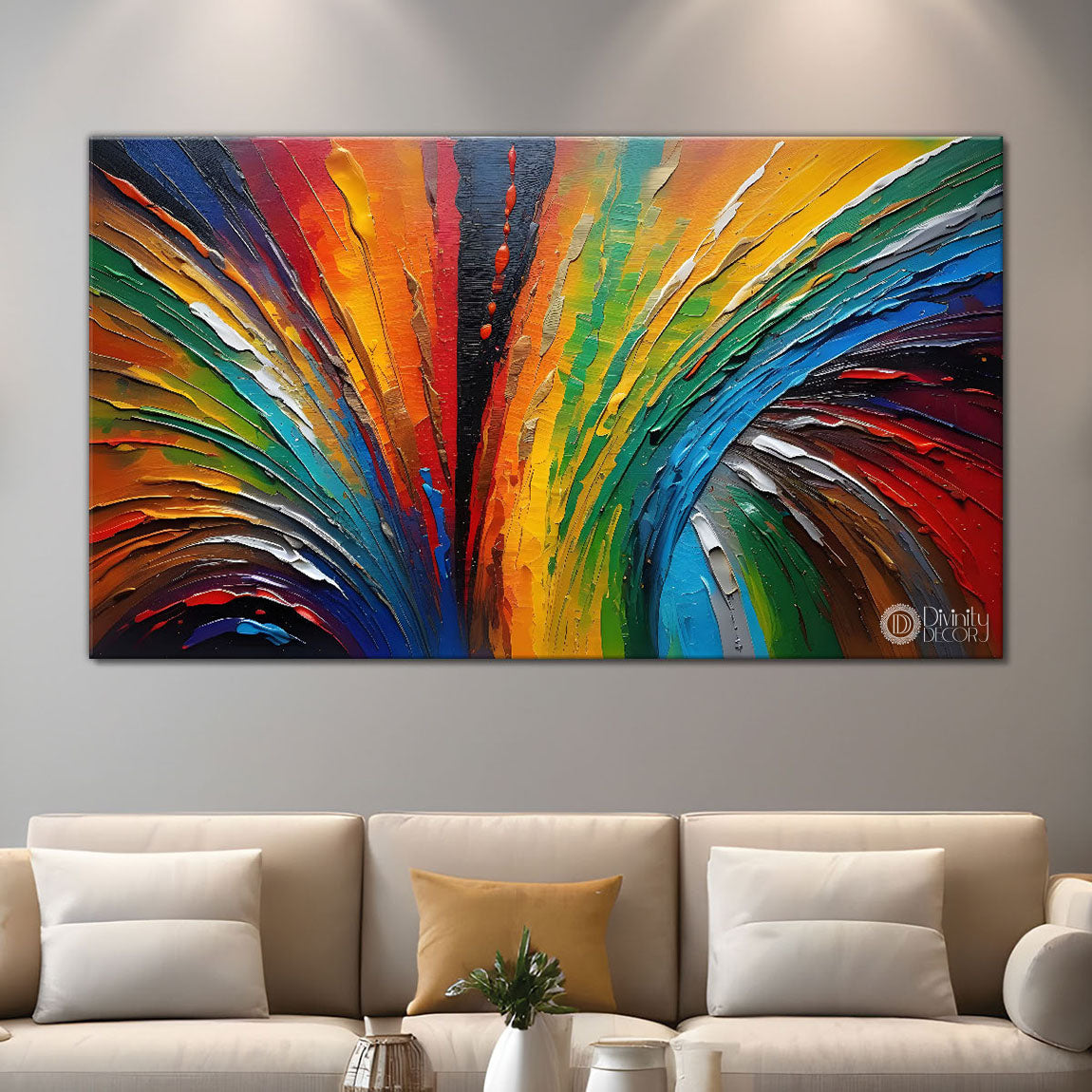 Colorful Lines textured modern art Canvas Painting - Design - Modern-L-45
