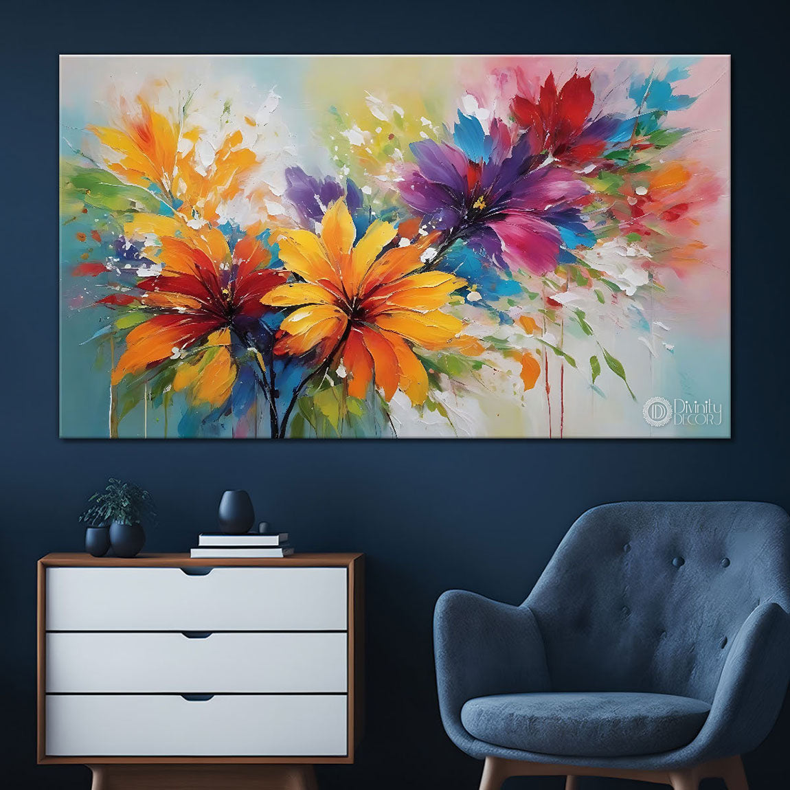 Colorful textured water color painting Canvas Painting - Nature Art -47