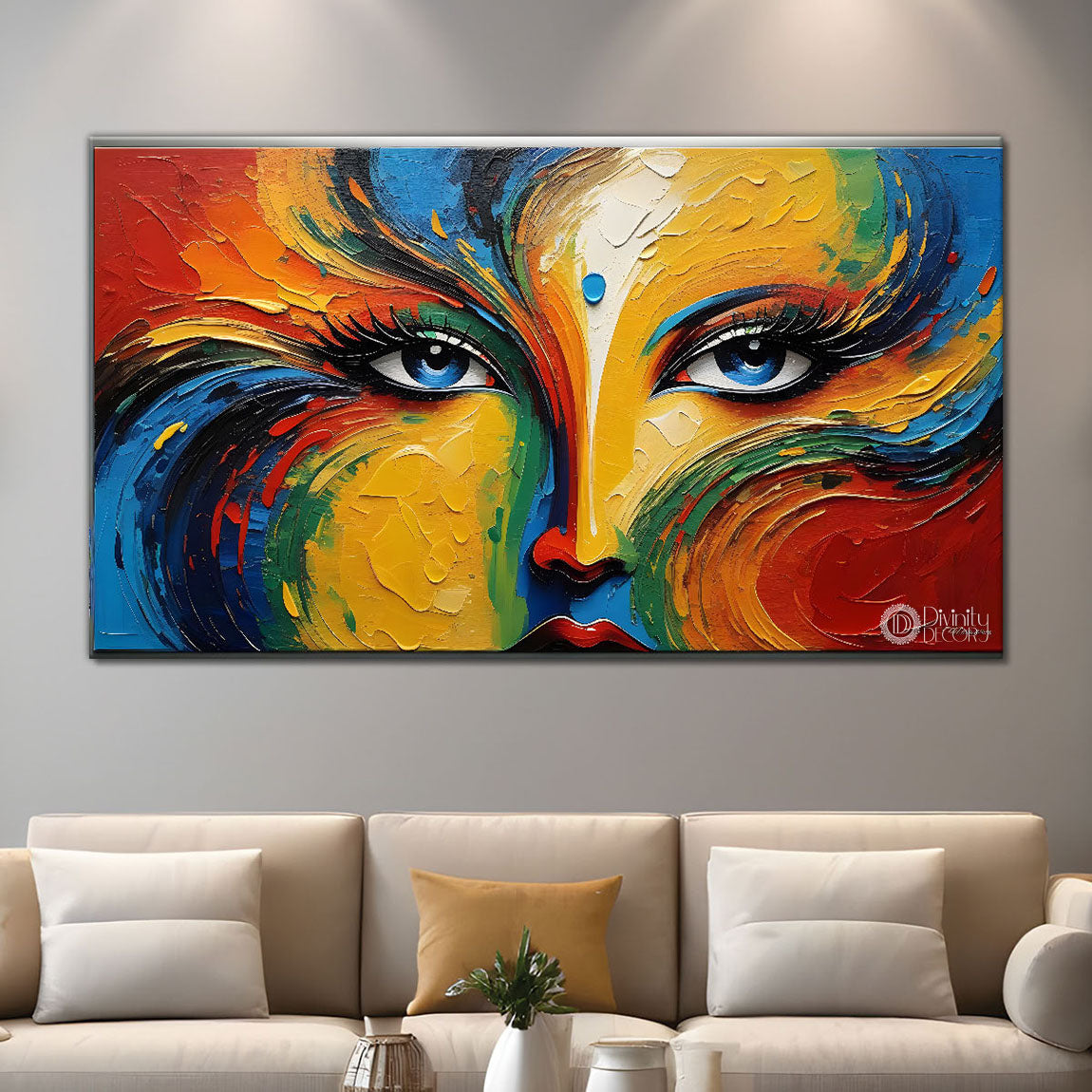 Colorful waves with Women eyes modern art Canvas Painting - Design - Modern-L-48