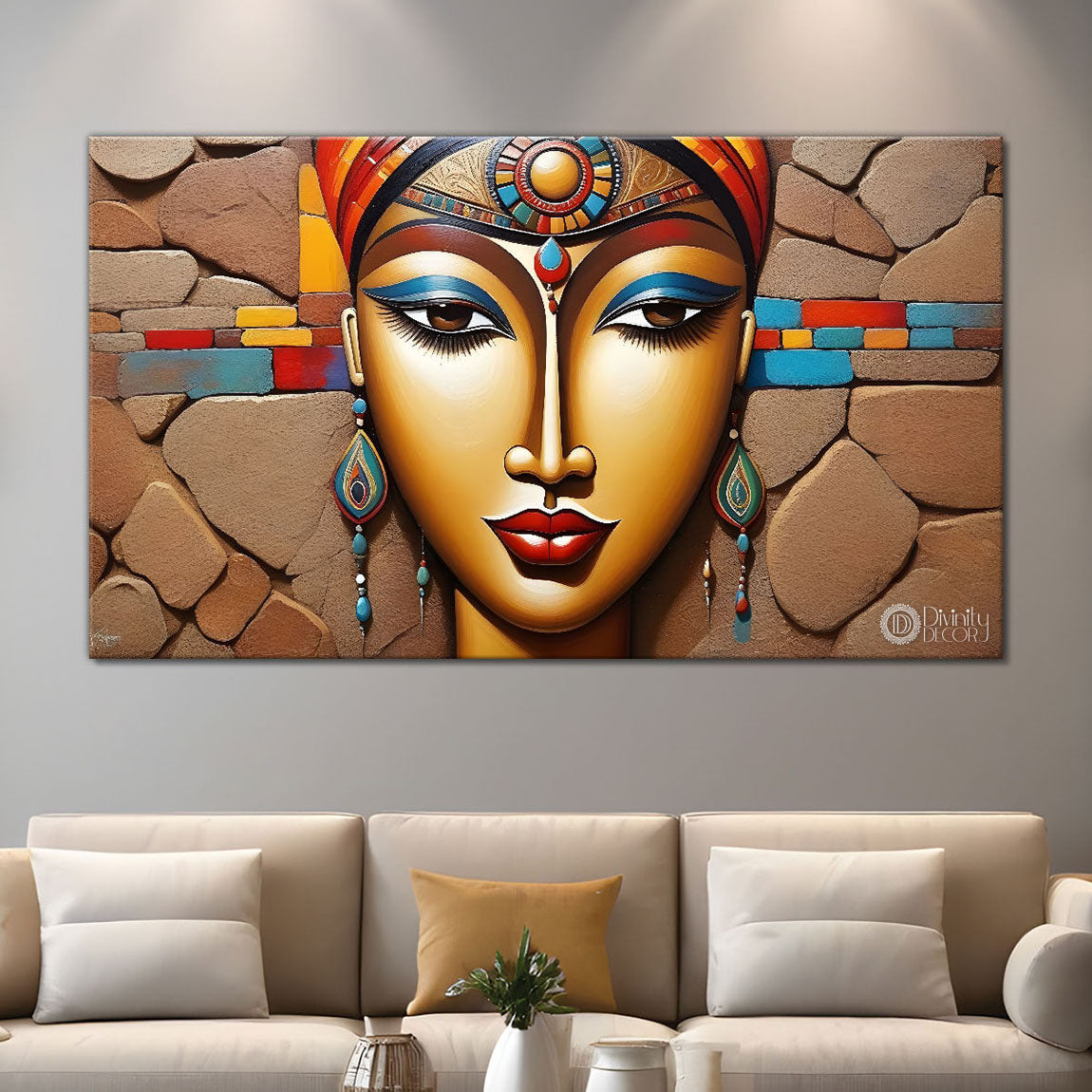 Tribal lady face art Canvas Painting - Design - Modern-L-51
