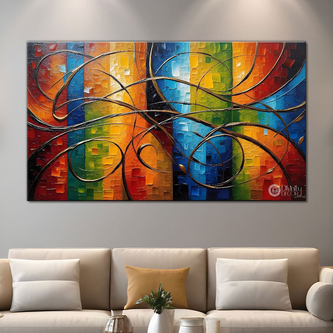 Textured lines painting Canvas Painting - Design - Modern-L-54